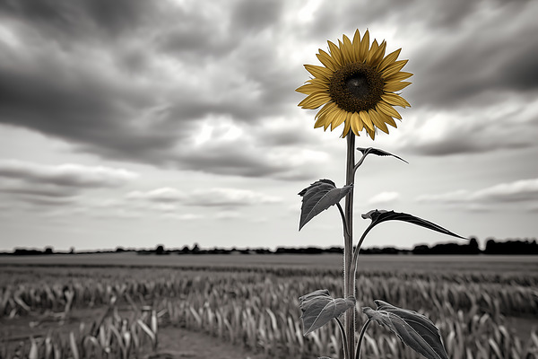 Hope In Contrast - Minimal Sunflower Art Prints Print