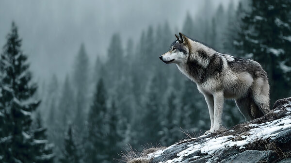 Forest Sentinel – Wildlife Landscape Art Print Print