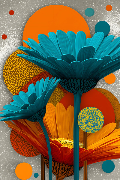 Atomic Petals – Modern Floral Art Print Print