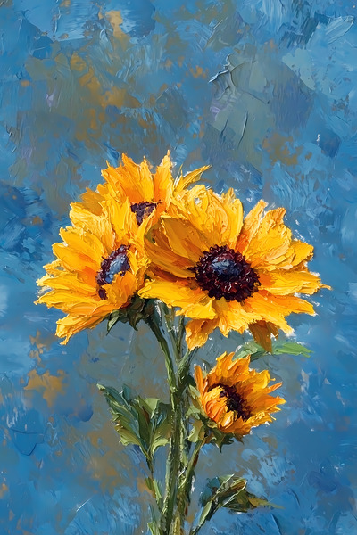 Ciel Baigne De Soleil - Sun-Kissed Sky - Sunflower Portrait Art Prints Print