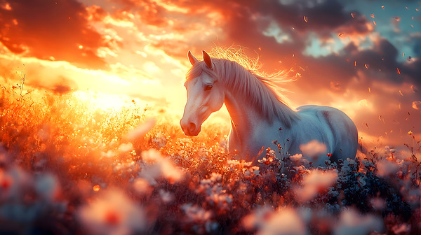 Wild and Free – Wildlife Landscape Art Print Print