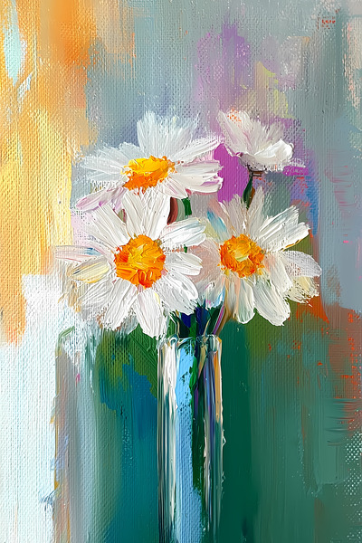 Marguerites Du Dimanche Matin - Daisies On Sunday Morning - Floral Vase Art Prints Print