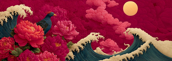 Hoo No Shisen 鳳凰の視線 - The Phoenix Gaze - Japanese Mythic Art Prints Print