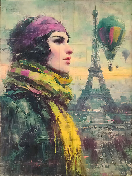 Against the Parisian Wind – Vintage Fashion Art Print Print