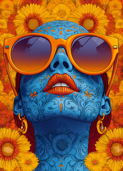 Chill - Pop Surreal Sugar Skull Portrait Art Prints Print
