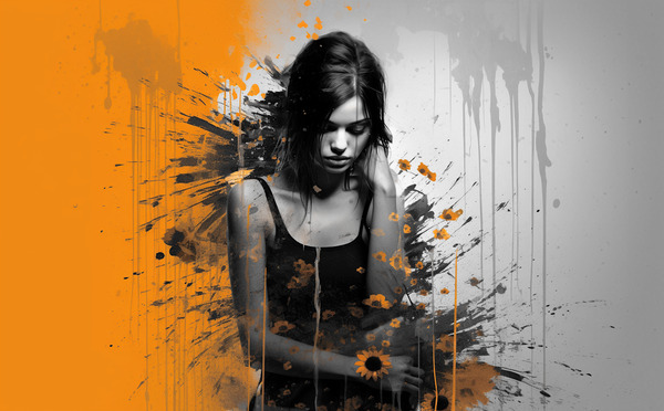 Contrast – Monochrome Splash Portrait Print Print