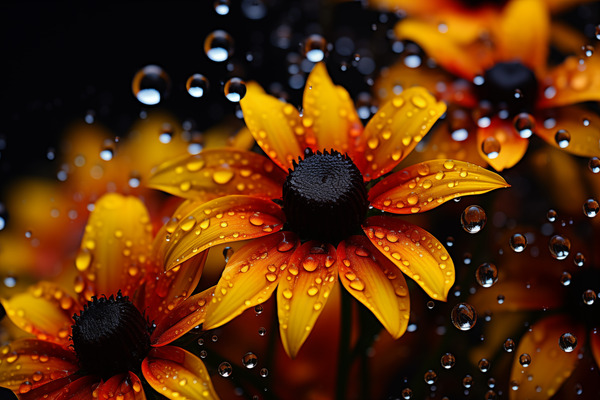 Morning Dew Daisies – Luminous Floral Art Print Print