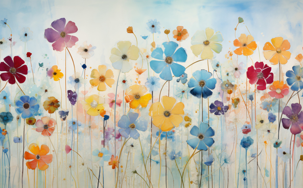 Flower Explosion – Colorful Wildflower Meadow Art Print Print