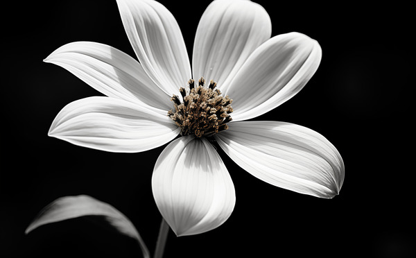 Eclipse Petal – Black and White Macro Flower Print Print