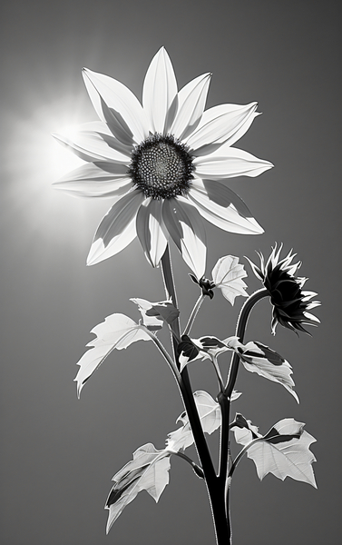 SPF - Sunlit Sunflower Monochrome Art Print Print