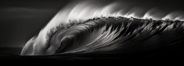 Tempest Curve – Black & White Ocean Wave Print Print