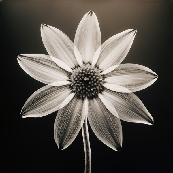 Sumptuous – Soft-Glow Daisy Monochrome Art Print Print