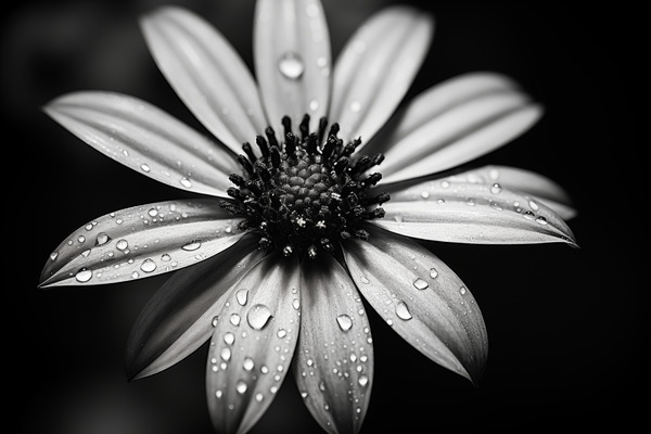 Shadow Petals – Monochrome Floral Elegance Print Print