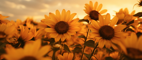 Golden Haze – Radiant Sunflower Morning Print Print