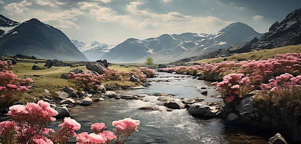 Valley of Serenity – Mountain Lake Landscape Print Print