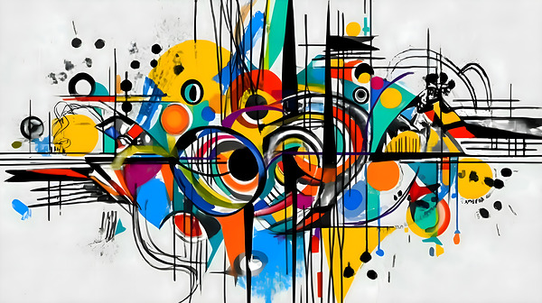 Tantrum – Explosive Line & Color Abstract Print Print