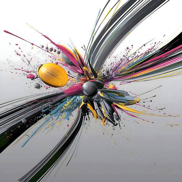 Vector Bloom – Kinetic Paint Splashes Print Print