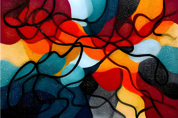 Stained-Glass Sunset – Mosaic Geometry Art Print Print