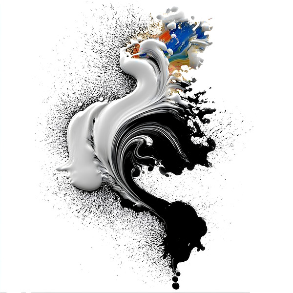 Ink Seraph – Monochrome Plume with Color Spark Print Print