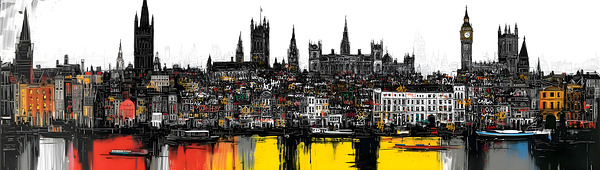 Electric Thames - London Cityscape Print Print