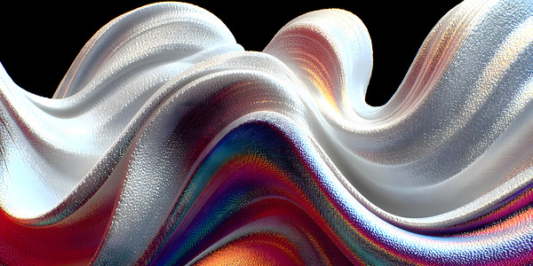 Silver Serpentine – Minimal Monochrome Curve Print Print