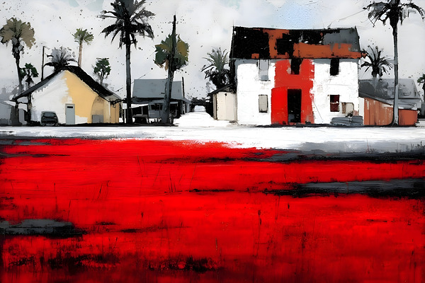 Crimson Lot - Coastal Village Print Print