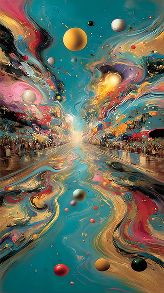 Cosmic Avenue – Surreal Planet Road Print Print
