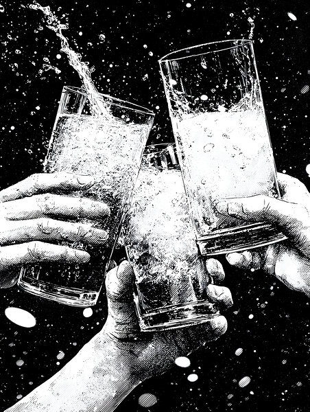 Cheers – Champagne Toast Art Print Print