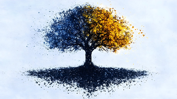 Dual Seasons – Abstract Tree Print Print