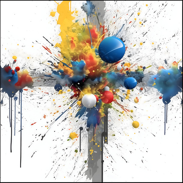 Cardinal Collision – Crossburst Abstract Print Print