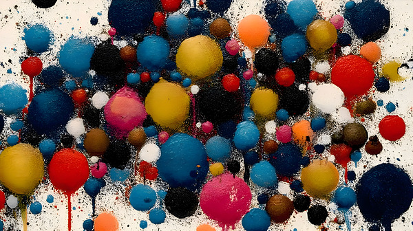 Balloon Room – Playful Pop-Color Abstract Print Print