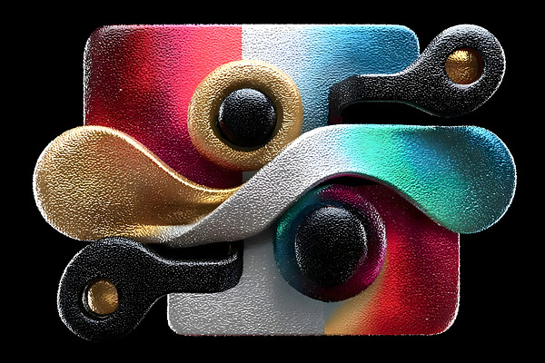 Gold & Blue Loops – Modern Abstract Wall Art Print Print