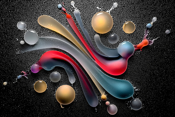 Rainbow Ribbon Rush – Night Glow Abstract Print Print