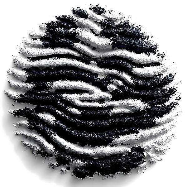 Granular Echo – Tactile Monochrome Orb Print Print