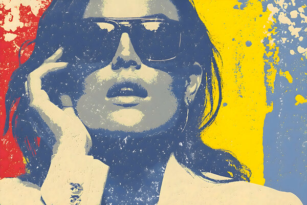 Shades in Primary Hues – Women’s Portrait Art Print Print