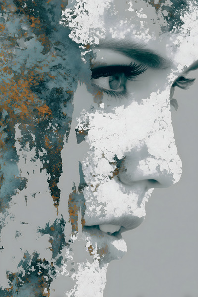 Weathered Profile – Women’s Portrait Art Print Print