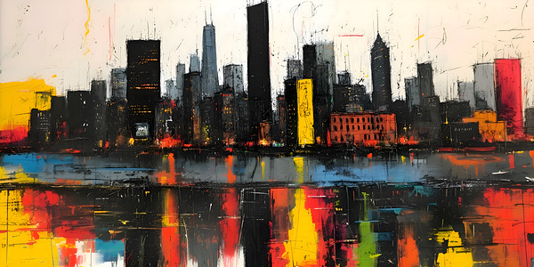 City Sparks – Abstract Skyline Print Print
