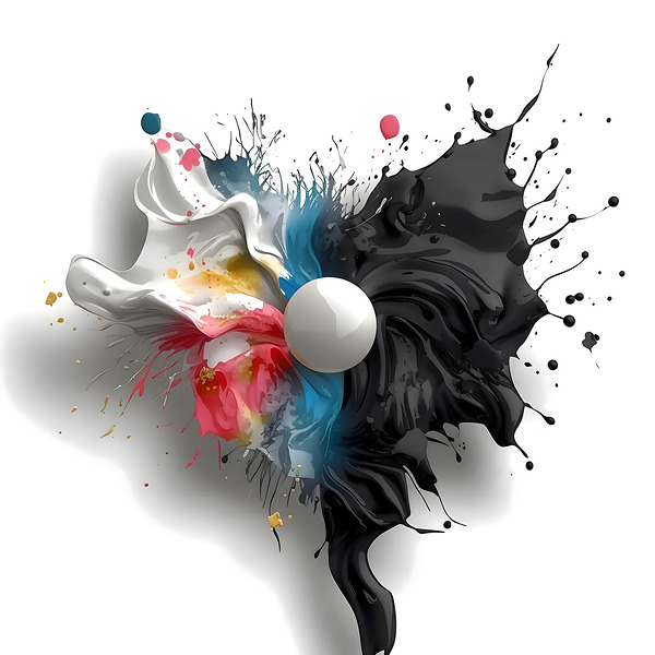 Contrast Singularity – High-Impact Paint Splash Abstract Print