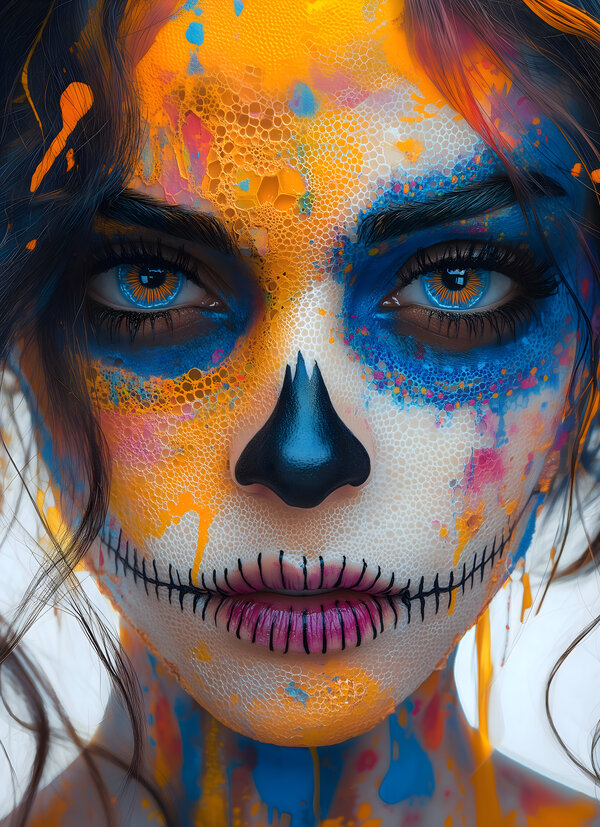 Flor De Miel Y Muerte - Flower Of Honey And Death - Dia de los Muertos Art Prints Print