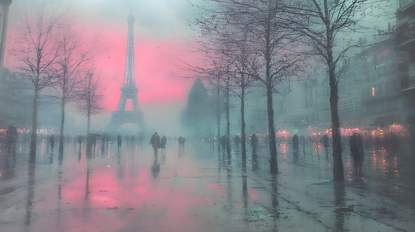Paris Rain – Impressionist Cityscape Print Print