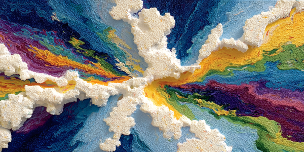 Spectrum Cloudburst – Textured Impasto Abstract Print Print