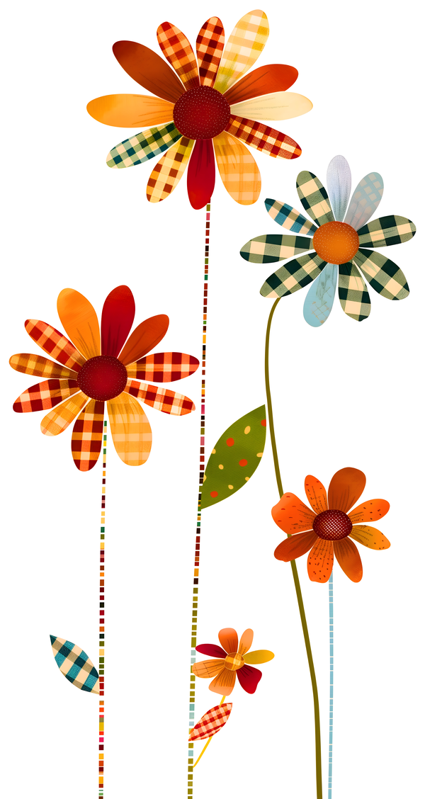 Plaid Botanica 18 - Modern Floral Art Prints Print