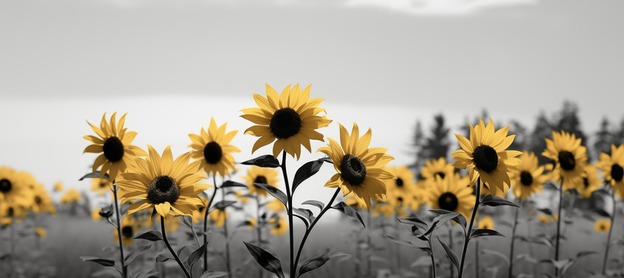 Blue Horizon Bloom – Sunflowers by the Sea Print  Print