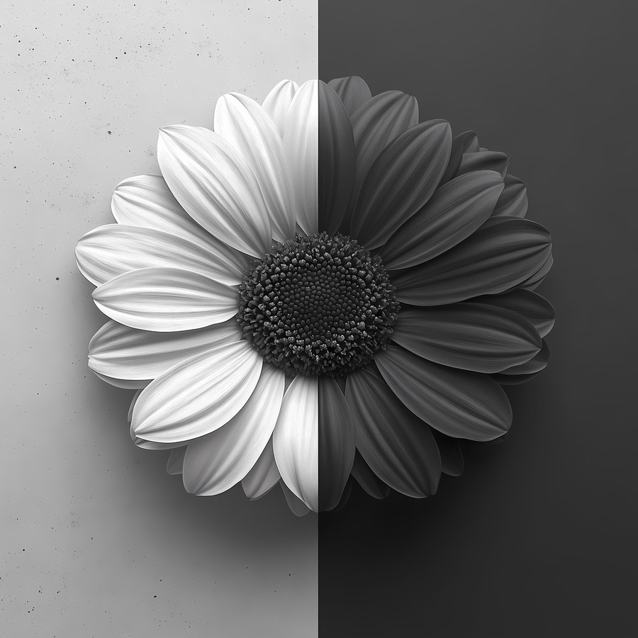 50 50 - Black & White Floral Art Prints  Print