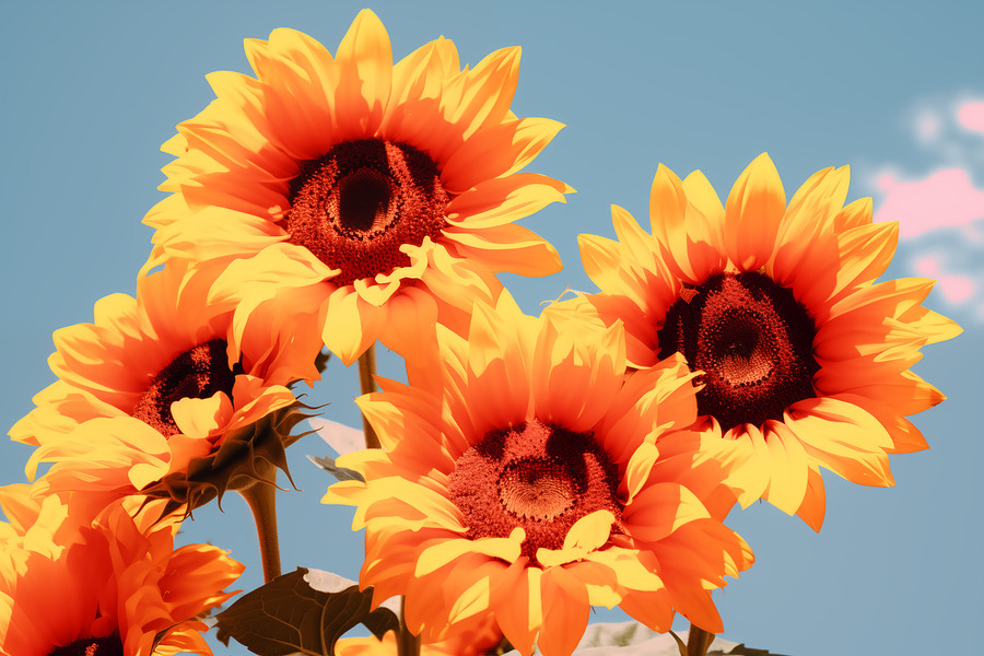 Golden Giants - Sunflower Portrait Art Prints  Print