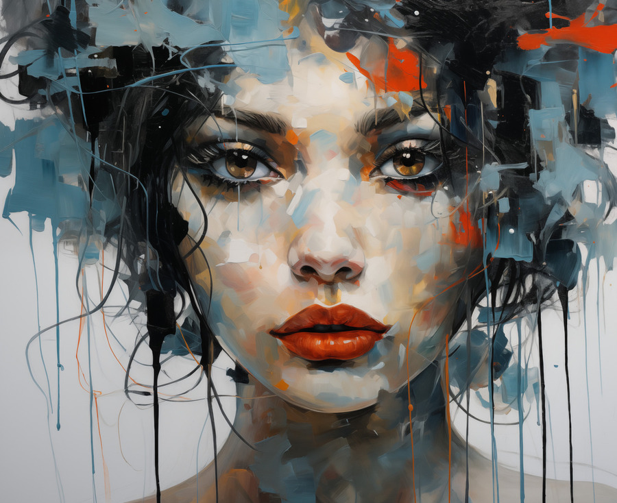 Psychosis – Abstract Expression Portrait Art Print  Print