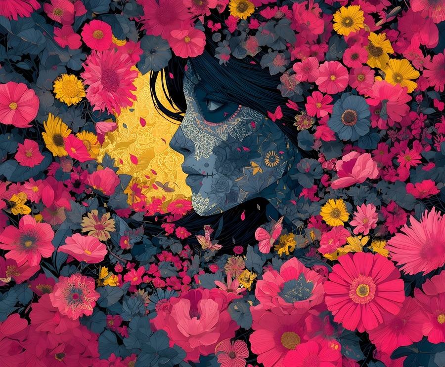 Jardin De Los Recuerdos - Garden Of Memories - Dia de los Muertos Floral Art Prints  Imprimer