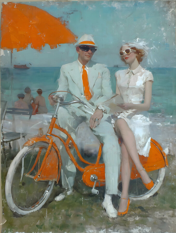 Elegance Under the Sun – Vintage Fashion Poster Art Print  Print