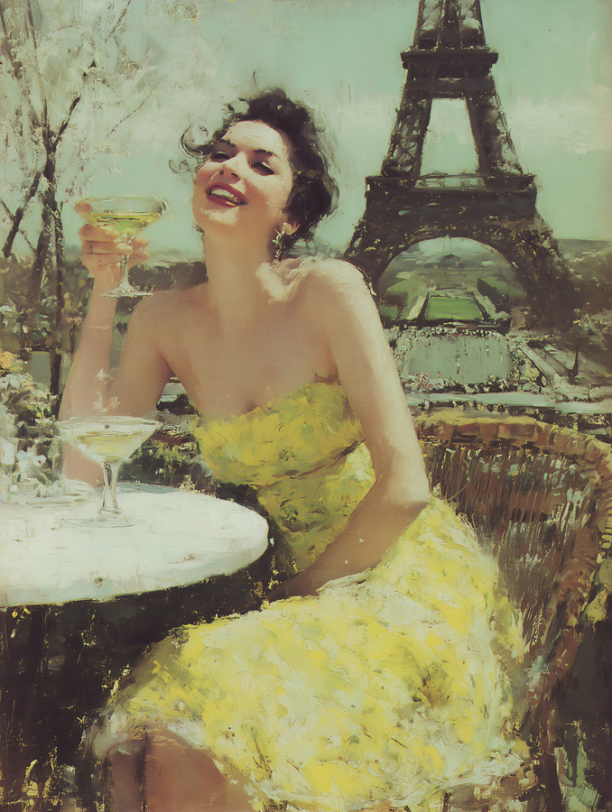 Parisian Joy Portrait – Vintage French Art Print  Print