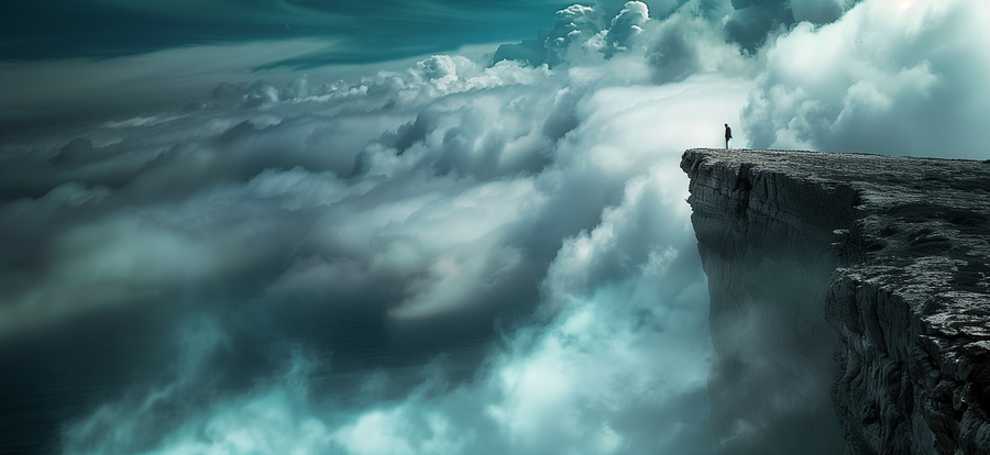 At the Edge of Heaven - Cliff Above the Clouds Art Prints  Print